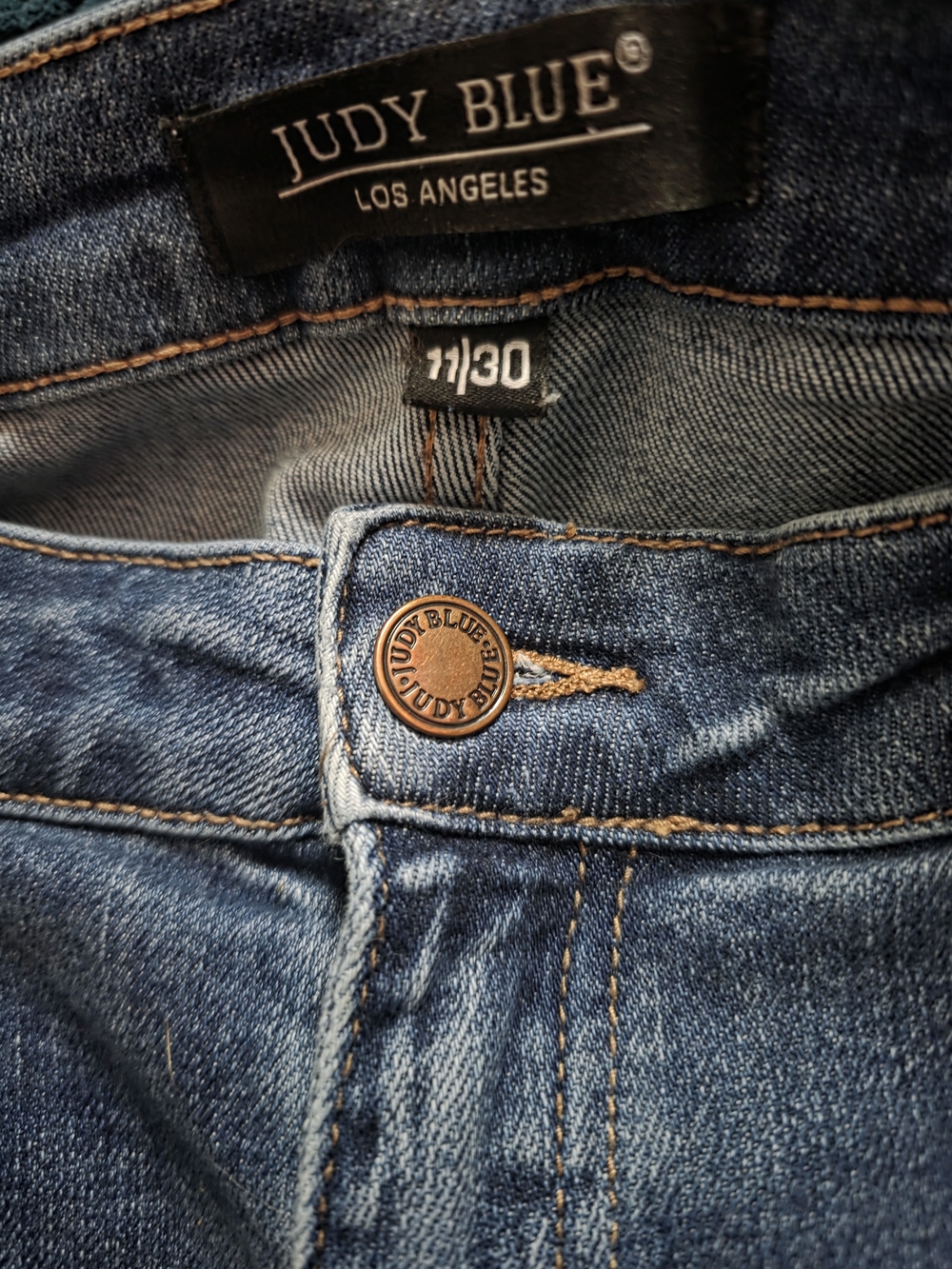 Judy Blue Medium Blue Denim Jeans with Copper Button